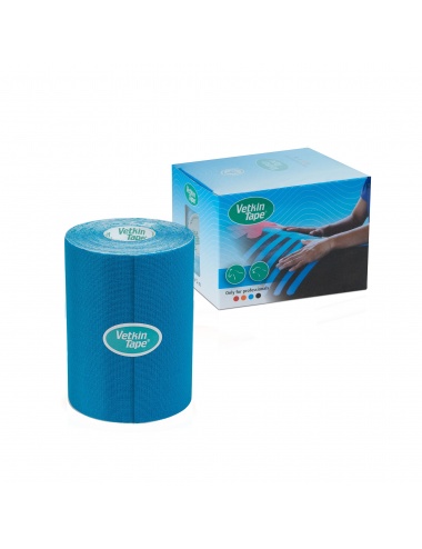 VetkinTape Kinesiology Tape 4" Roll and Box Blue